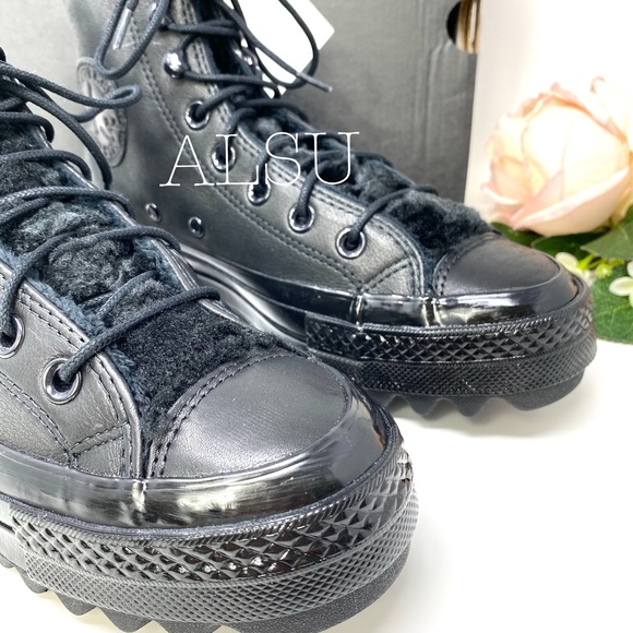 Converse Ctas Lift Ripple High Top Black Leather W - Picture 7 of 8